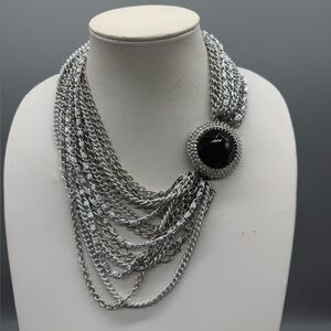 Elegant Vintage Silver and Black Statement Necklace